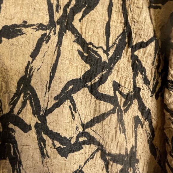 VTG Jacqueline Smith Blouse 2X Gauze Crinkle Stretch Brown Black Geometric - Picture 5 of 10